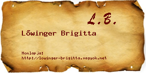 Lőwinger Brigitta névjegykártya